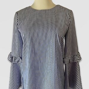 Free People Blouse Split Bell Sleeves Lightweight Striped Blue/White Women’s S